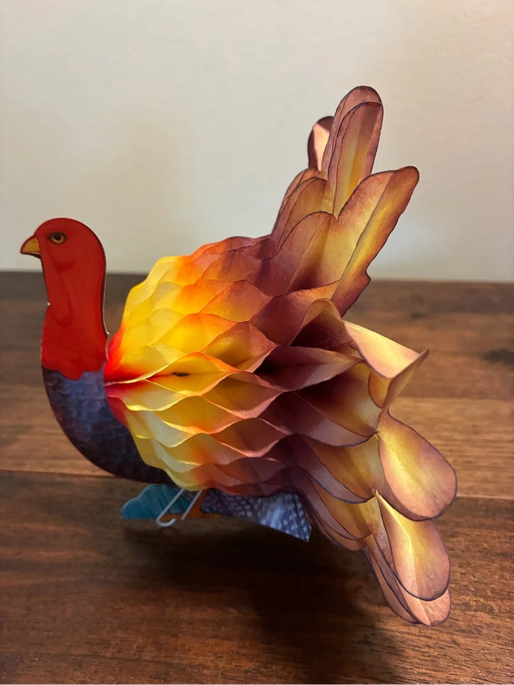 Set of 3 Vintage Paper Honeycomb Turkeys Original Packaging Thanksgiving